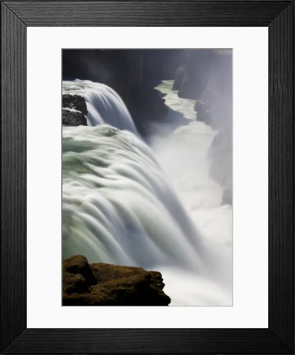 Framed Print : Waters of Gullfoss, Europes biggest waterfall, thundering into a deep ravine Framed Print : Waters of Gullfoss, Europes biggest waterfall, thundering into a deep ravine