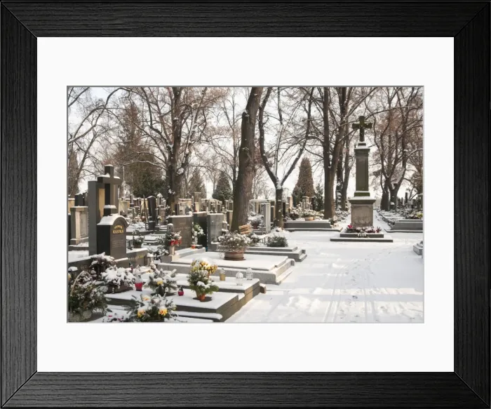 Framed Print : Snow-covered cemetery, village of Treboradice, Prague, Czech Republic, Europe Framed Print : Snow-covered cemetery, village of Treboradice, Prague, Czech Republic, Europe