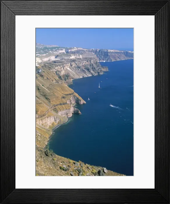 Framed Print : Cliffs on basin of Caldera, island of Santorini (Thira), Cyclades Islands Framed Print : Cliffs on basin of Caldera, island of Santorini (Thira), Cyclades Islands