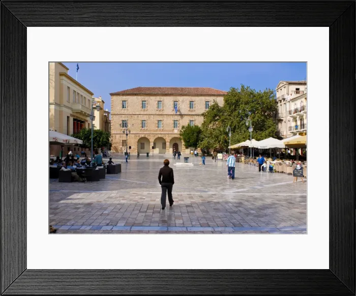Framed Print : Central square of Nafplio, Peloponnese, Greece, Europe Framed Print : Central square of Nafplio, Peloponnese, Greece, Europe