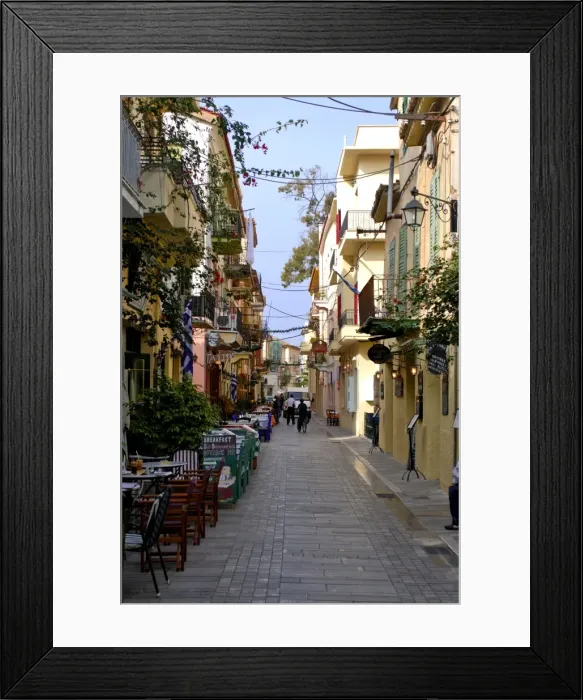 Framed Print : Pedestrian zone of Nafplio, Peloponnese, Greece, Europe Framed Print : Pedestrian zone of Nafplio, Peloponnese, Greece, Europe