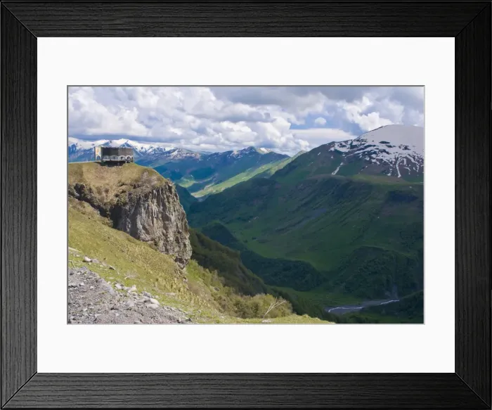Framed Print : Old Communist viewing platform in the High Caucasus near Gudauri, Georgia Framed Print : Old Communist viewing platform in the High Caucasus near Gudauri, Georgia