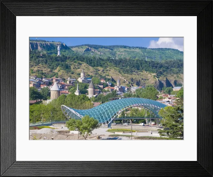 Framed Print : View over the old town of Tiblisi with a new constructed pedestrian bridge Framed Print : View over the old town of Tiblisi with a new constructed pedestrian bridge
