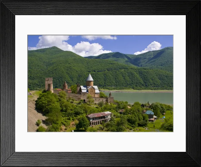 Framed Print : Fortress and church of Ananuri along the Zinvali Reservoir, Georgia, Caucasus Framed Print : Fortress and church of Ananuri along the Zinvali Reservoir, Georgia, Caucasus