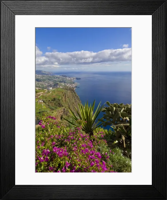 Framed Print : Looking towards Funchal from Cabo Girao, 580m, one of the worlds highest sea cliffs on the south coast of the island of Madeira, Portugal Framed Print : Looking towards Funchal from Cabo Girao, 580m, one of the worlds highest sea cliffs on the south coast of the island of Madeira, Portugal