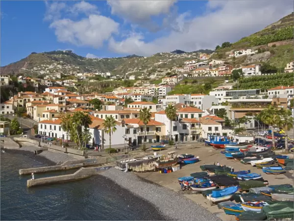 Fishing boats in the small south coast harbour of Camara de Lobos, Madeira