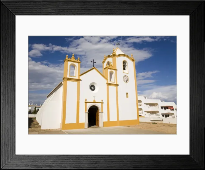 Framed Print : The typically Portuguese white facade of the Nossa Senhora da Luz chuch in Lagos, Algarve, Portugal Framed Print : The typically Portuguese white facade of the Nossa Senhora da Luz chuch in Lagos, Algarve, Portugal