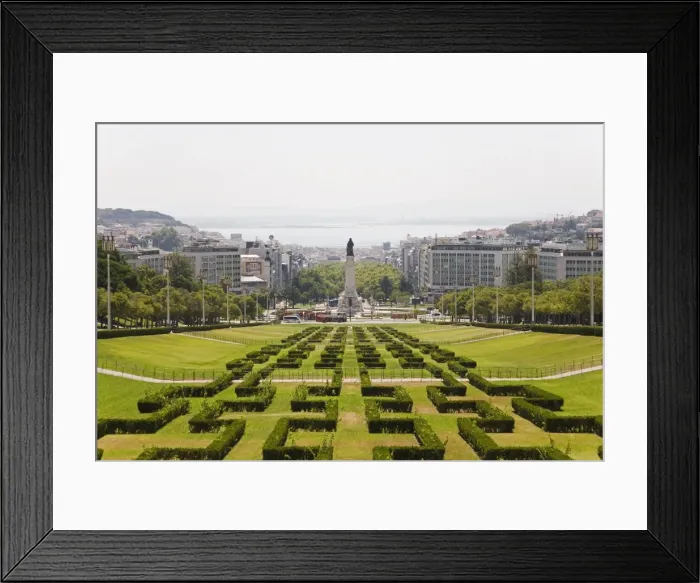 Framed Print : The greenery of the Parque Eduard VII runs towards the Marques de Pombal memorial in central Lisbon Framed Print : The greenery of the Parque Eduard VII runs towards the Marques de Pombal memorial in central Lisbon