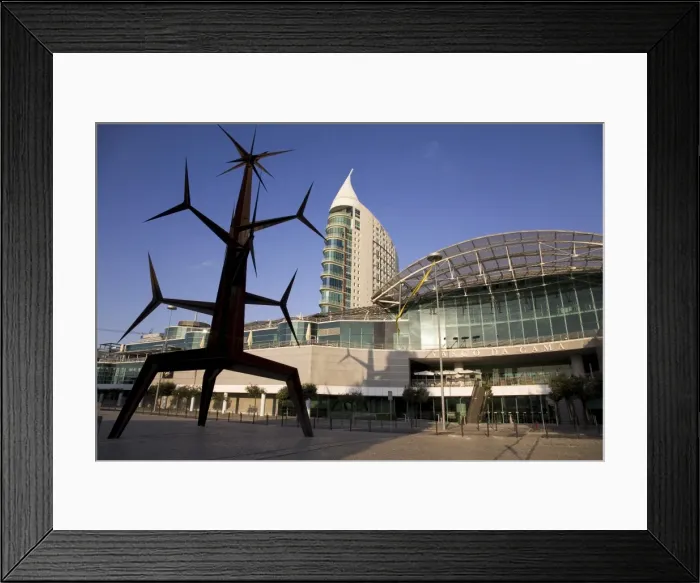 Framed Print : A sculpture stands by the exterior of the Vasco da Gama Shopping Mall at Oriente Framed Print : A sculpture stands by the exterior of the Vasco da Gama Shopping Mall at Oriente