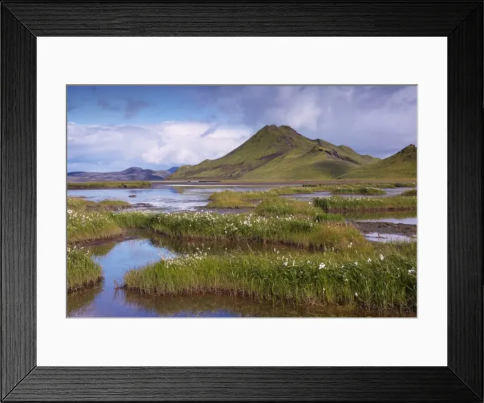 Framed Print : Stori-Kylingu, 730 m, overlooks Kylingar vegetated lakeshore, east of Landmannalaugar area Framed Print : Stori-Kylingu, 730 m, overlooks Kylingar vegetated lakeshore, east of Landmannalaugar area