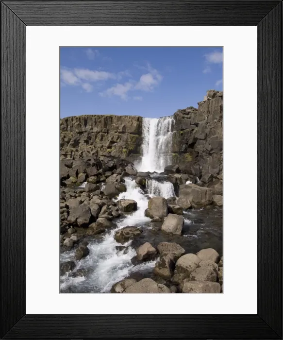 Framed Print : Oxararfoss waterfall on Mid-Atlantic Rift, Thingvellir National Park, Iceland Framed Print : Oxararfoss waterfall on Mid-Atlantic Rift, Thingvellir National Park, Iceland