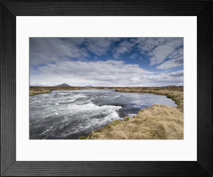 Framed Print : River Laxa flowing out of Lake Myvatn, Skutustaoir near Reykjahlid, Iceland Framed Print : River Laxa flowing out of Lake Myvatn, Skutustaoir near Reykjahlid, Iceland