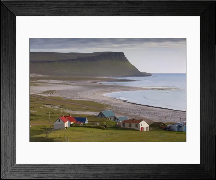 Framed Print : Small village in the West Fjords, near Latrabjarg cliffs in the south-western tip of the West Fjords (Vestfirdir), Iceland Framed Print : Small village in the West Fjords, near Latrabjarg cliffs in the south-western tip of the West Fjords (Vestfirdir), Iceland