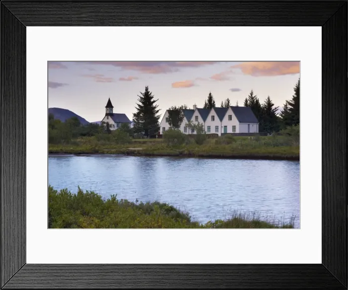 Framed Print : Thingvellir national church and Thingvallabaer, a five-gabled farmhouse Framed Print : Thingvellir national church and Thingvallabaer, a five-gabled farmhouse