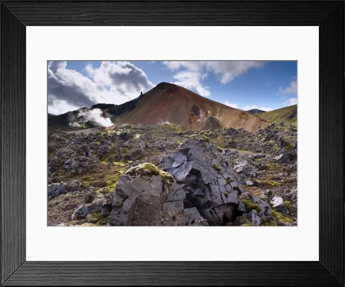 Framed Print : Brennisteinsalda, 855 m, Icelands most colourful mountain, dominates the lava fields of Laugahraun, Landmannalaugar area, Fjallabak region, Iceland Framed Print : Brennisteinsalda, 855 m, Icelands most colourful mountain, dominates the lava fields of Laugahraun, Landmannalaugar area, Fjallabak region, Iceland