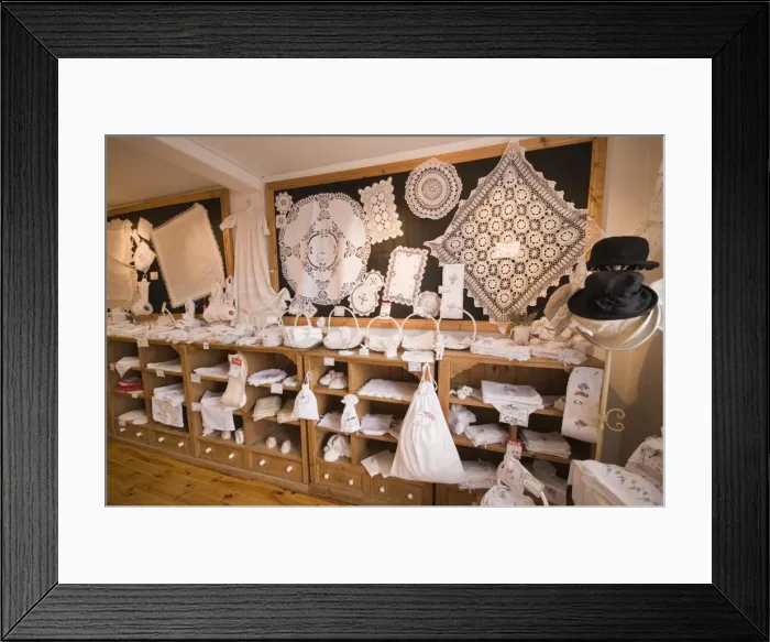 Framed Print : Irish linen and lace, Dingle, County Kerry, Munster, Republic of Ireland, Europe Framed Print : Irish linen and lace, Dingle, County Kerry, Munster, Republic of Ireland, Europe