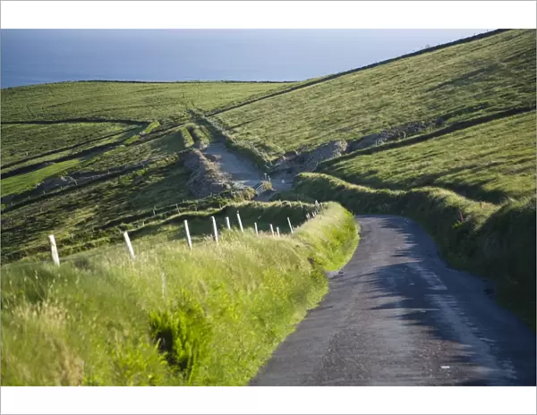 Narrow roads passing through the verdant Irish countryside in County Kerry