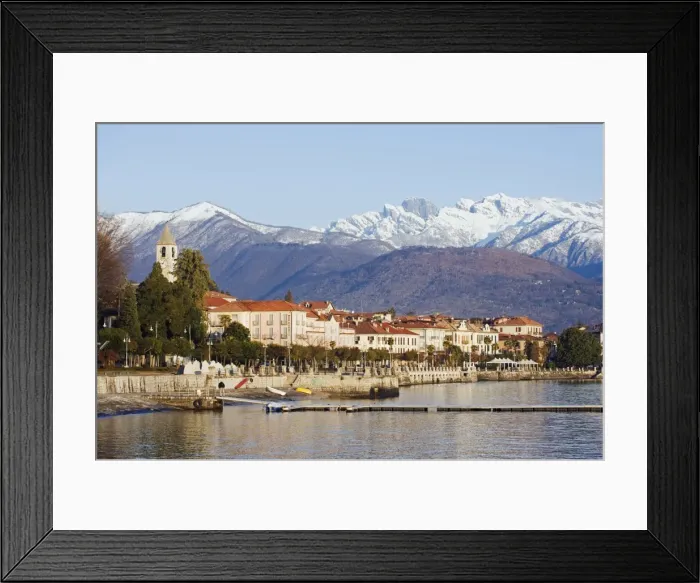 Framed Print : Snow capped mountains above Stresa waterfront, Lake Maggiore, Italian Lakes Framed Print : Snow capped mountains above Stresa waterfront, Lake Maggiore, Italian Lakes