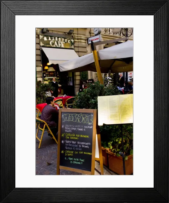Framed Print : Street cafe, Milan, Lombardy, Italy, Europe Framed Print : Street cafe, Milan, Lombardy, Italy, Europe