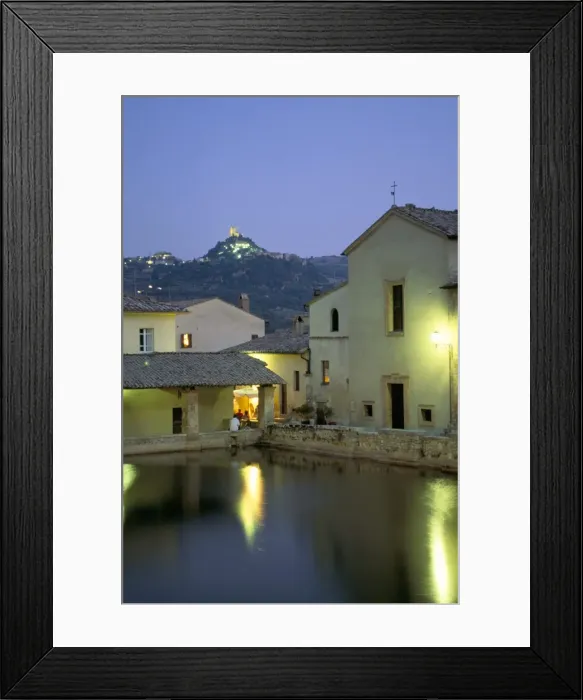 Framed Print : Thermae of Bagno Vignoni at dusk, Val d Orcia, Siena province, Tuscany, Italy, Europe Framed Print : Thermae of Bagno Vignoni at dusk, Val d Orcia, Siena province, Tuscany, Italy, Europe