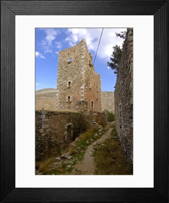 Framed Print : Old fortified village of Vathia, in the Lakonian Mani, Peloponnese, Greece, Europe Framed Print : Old fortified village of Vathia, in the Lakonian Mani, Peloponnese, Greece, Europe