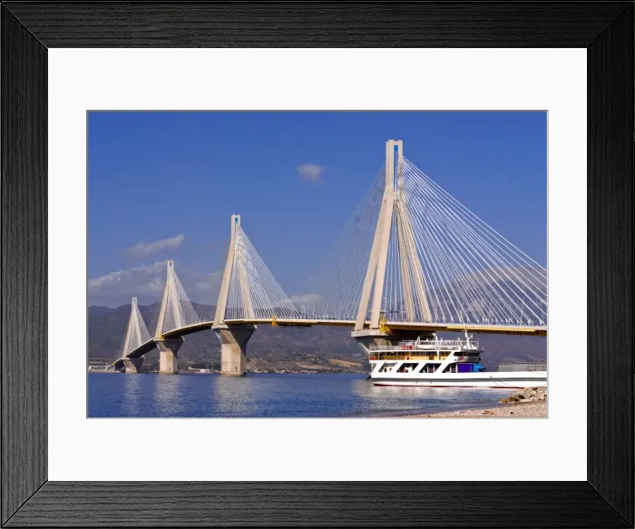 Framed Print : Giant bridge across the Gulf of Corinth, near Patra, Peloponnese, Greece, Europe Framed Print : Giant bridge across the Gulf of Corinth, near Patra, Peloponnese, Greece, Europe