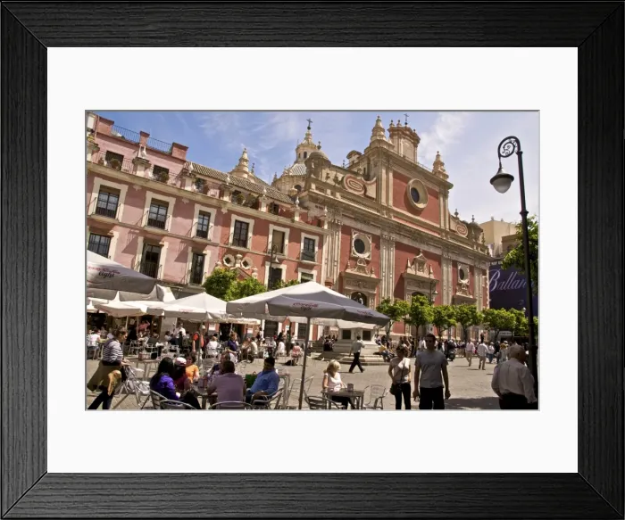Framed Print : Outdoor cafes and tourists in Plaza del Salvador, Seville, Andalusia, Spain, Europe Framed Print : Outdoor cafes and tourists in Plaza del Salvador, Seville, Andalusia, Spain, Europe