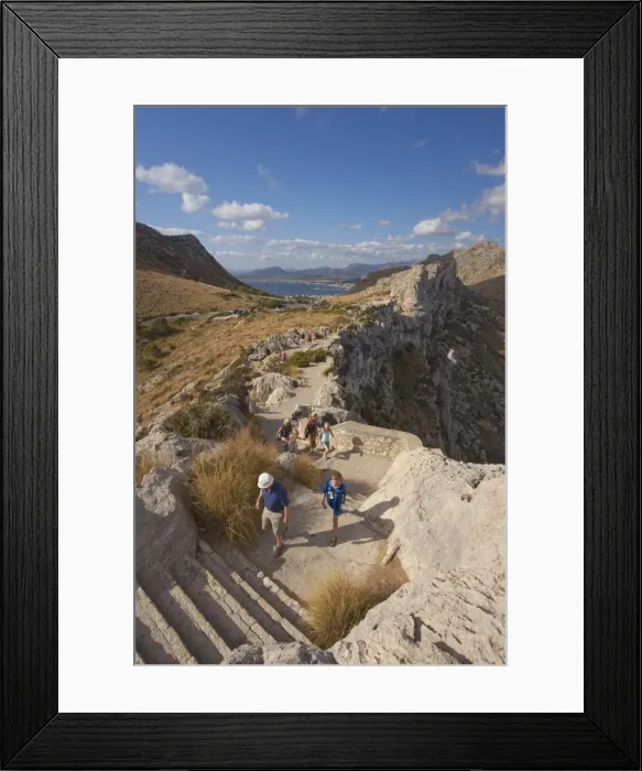 Framed Print : Tourists walking up to the Mirador des Colomer, Formentor Peninsula, Majorca Framed Print : Tourists walking up to the Mirador des Colomer, Formentor Peninsula, Majorca