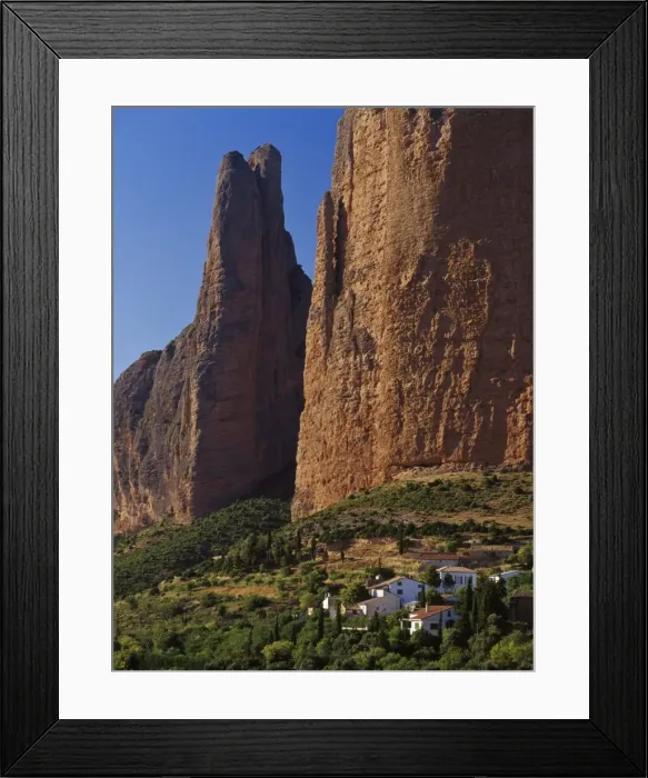 Framed Print : Los Mallos rock pillars at Riglos, Aragon, Spain, Europe Framed Print : Los Mallos rock pillars at Riglos, Aragon, Spain, Europe