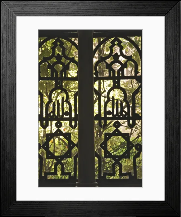 Framed Print : Wrought iron opening on to the gardens of Reales Alcazares (Alcazar Palace Gardens) Framed Print : Wrought iron opening on to the gardens of Reales Alcazares (Alcazar Palace Gardens)