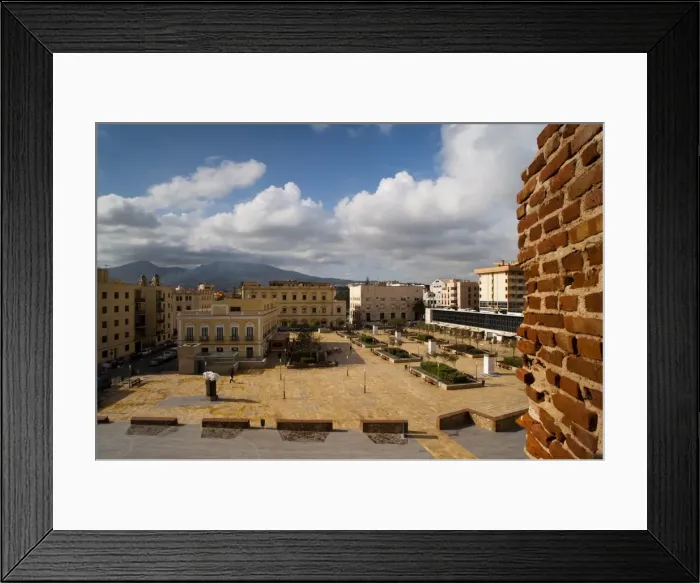 Framed Print : Plaza de las Culturas (Cultures Square), seen from El Primer Recinto (the first fortification) Framed Print : Plaza de las Culturas (Cultures Square), seen from El Primer Recinto (the first fortification)