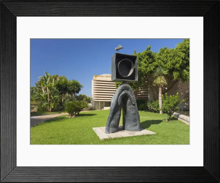 Framed Print : Personnage Gothique, Oiseau Eclair sculpture dated 1976 in Garden at Fundacio Pilar I Joan Miro Framed Print : Personnage Gothique, Oiseau Eclair sculpture dated 1976 in Garden at Fundacio Pilar I Joan Miro