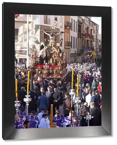 Religious float being carried through the streets during Semana Santa