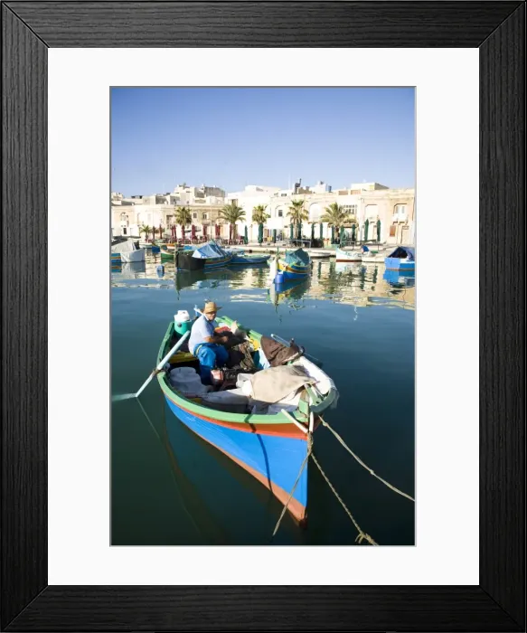 Framed Print : Fishing boat in the harbour in Marsaxlokk, Malta, Mediterranean, Europe Framed Print : Fishing boat in the harbour in Marsaxlokk, Malta, Mediterranean, Europe