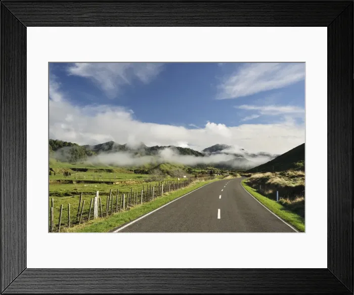 Framed Print : Road and farmland, near Matawai, Gisborne, North Island, New Zealand, Pacific Framed Print : Road and farmland, near Matawai, Gisborne, North Island, New Zealand, Pacific