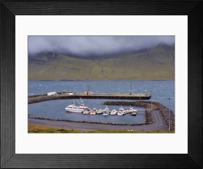 Framed Print : Stodvarfjordur harbour in the East Fjords region (Austurland), Iceland, Polar Regions Framed Print : Stodvarfjordur harbour in the East Fjords region (Austurland), Iceland, Polar Regions
