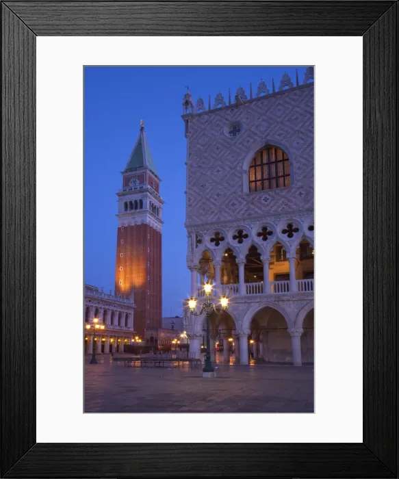 Framed Print : Daybreak view of Piazza San Marco (St. Marks Square) and Campanile with Doges Palace Framed Print : Daybreak view of Piazza San Marco (St. Marks Square) and Campanile with Doges Palace
