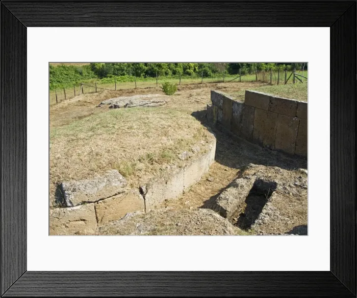 Framed Print : Etruscan Necropolis of Ara del Tufo, Tumulus Tomb, Tuscania, Viterbo, Lazio Framed Print : Etruscan Necropolis of Ara del Tufo, Tumulus Tomb, Tuscania, Viterbo, Lazio