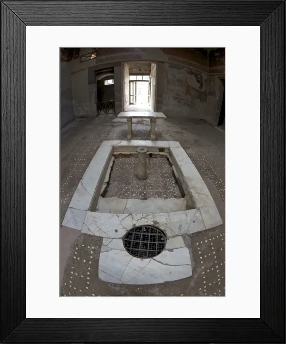 Framed Print : Tuscan atrium with marble impluvium, House with Wooden Partition, Herculaneum Framed Print : Tuscan atrium with marble impluvium, House with Wooden Partition, Herculaneum
