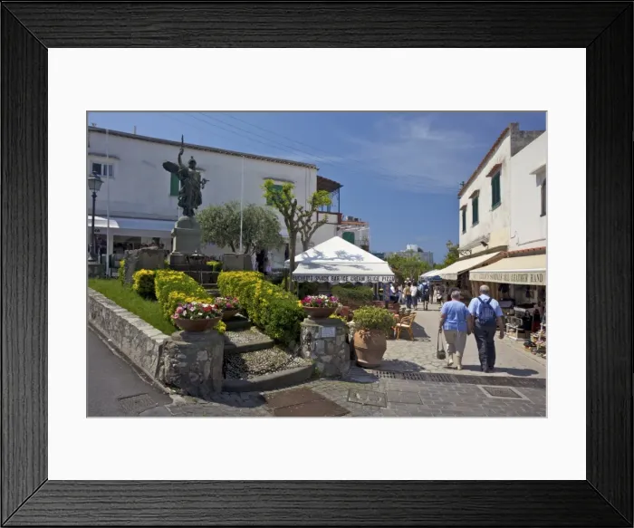 Framed Print : Main street of Anacapri in early morning summer sunshine, Isle of Capri