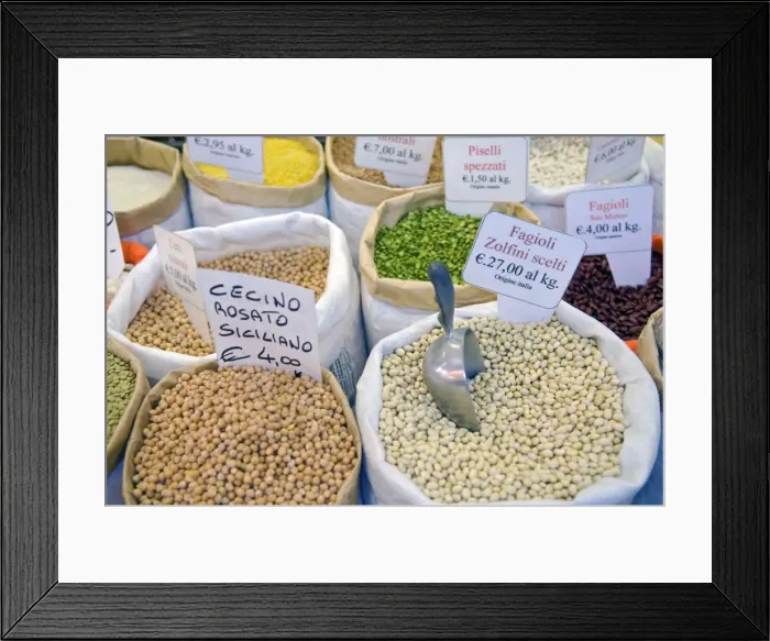 Framed Print : Dried beans and peas, Market of Sant Ambrogio, Florence (Firenze), Tuscany