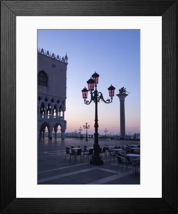 Framed Print : Early morning view of Piazza San Marco (St. Marks Square), Column of St Framed Print : Early morning view of Piazza San Marco (St. Marks Square), Column of St