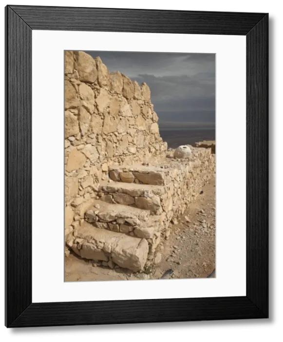 Framed Print : Stairway at ancient ruin of Masada, UNESCO World Heritage Site, Judean Desert overlooking the Dead Sea, Israel Framed Print : Stairway at ancient ruin of Masada, UNESCO World Heritage Site, Judean Desert overlooking the Dead Sea, Israel