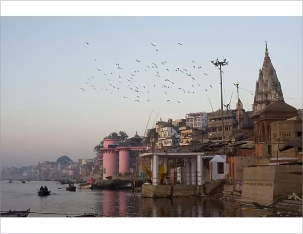 The Ganges River and ghats of Varanasi, Uttar Pradesh, India, Asia