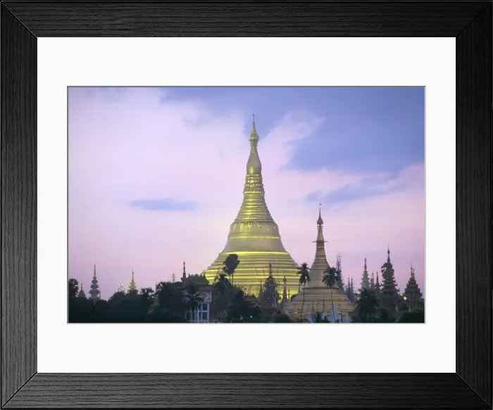 Framed Print : Shwe Dagon Pagoda (Shwedagon Paya) at dusk, Yangon (Rangoon), Myanmar (Burma), Asia Framed Print : Shwe Dagon Pagoda (Shwedagon Paya) at dusk, Yangon (Rangoon), Myanmar (Burma), Asia