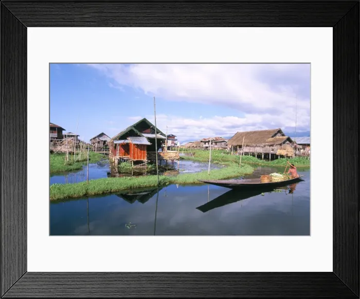 Framed Print : Village, Inle Lake, Shan State, Myanmar (Burma), Asia