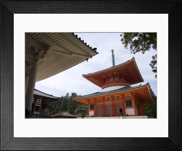 Framed Print : Konpon Daito (Great Stupa) pagoda at the Dai Garan Buddhist temple area of Mount Koya Framed Print : Konpon Daito (Great Stupa) pagoda at the Dai Garan Buddhist temple area of Mount Koya