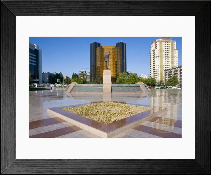 Framed Print : Statue of President Alijev in the center of Baku, Azerbaijan, Central Asia, Asia Framed Print : Statue of President Alijev in the center of Baku, Azerbaijan, Central Asia, Asia