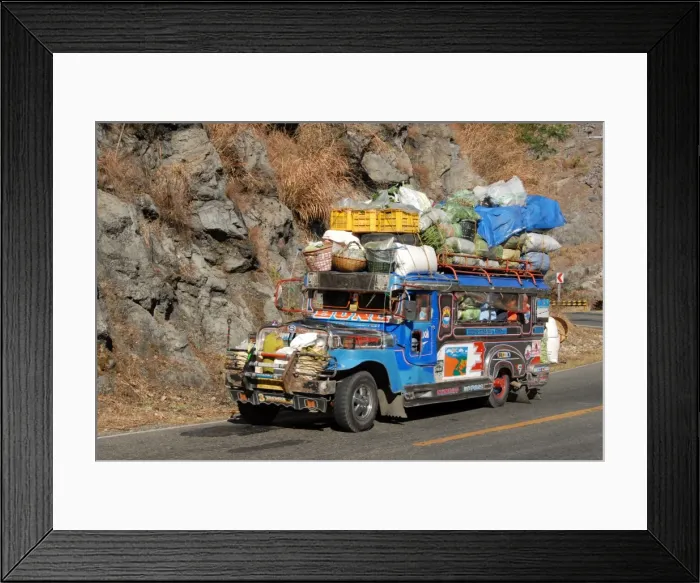 Framed Print : Heavily loaded jeepney, a typical local bus, on Kennon Road, Rosario-Baguio Framed Print : Heavily loaded jeepney, a typical local bus, on Kennon Road, Rosario-Baguio