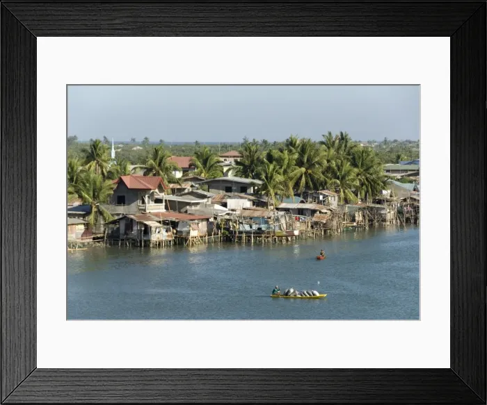 Framed Print : Fishermens stilt houses in wetlands at south end of Lingayen Gulf Framed Print : Fishermens stilt houses in wetlands at south end of Lingayen Gulf